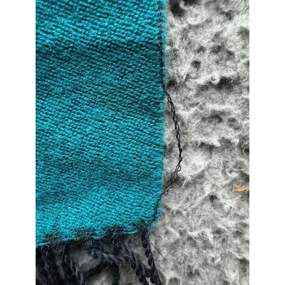 Vintage Christian Dior Printed‎ Logo Cashmerre Scarf Teal 63.5